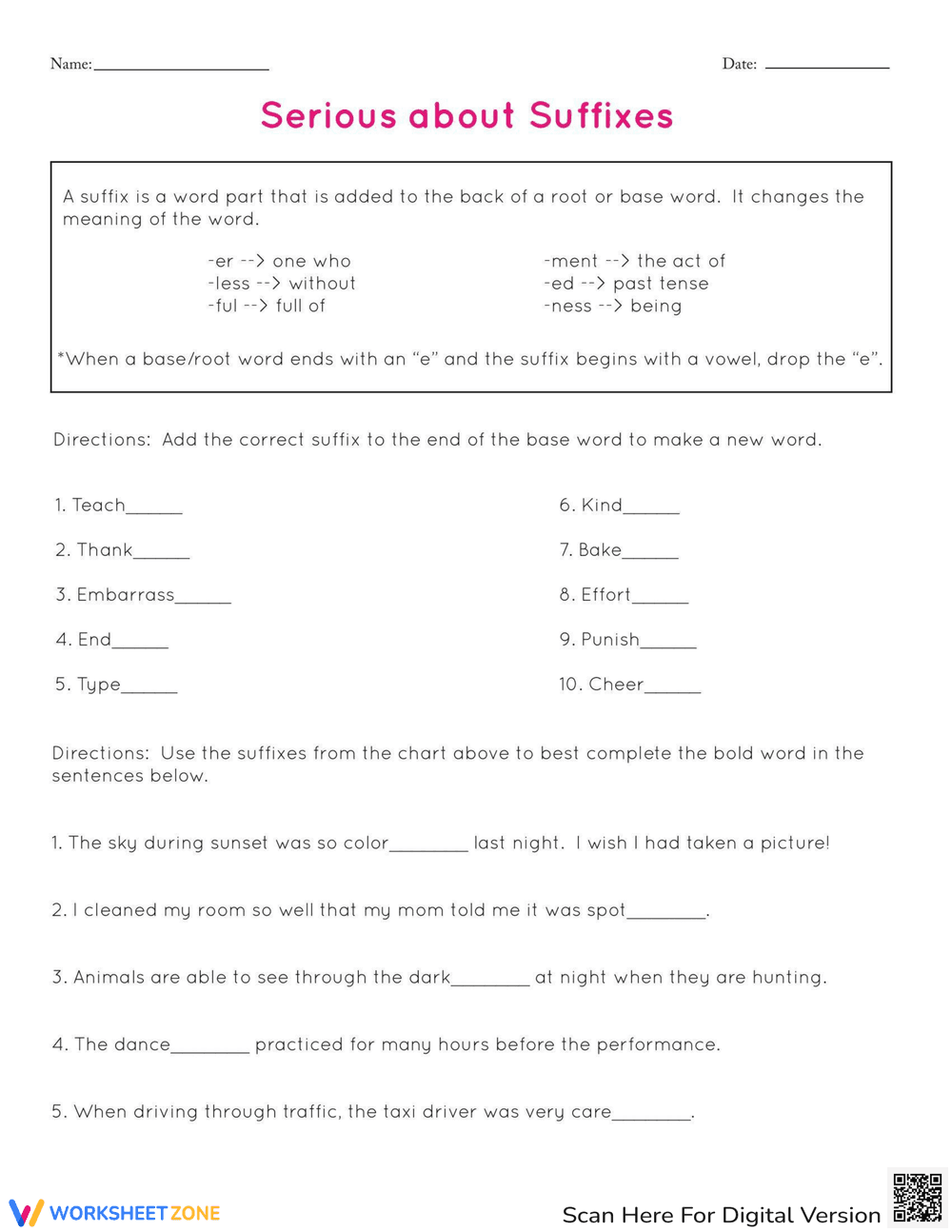 Serious About Suffixes: Mastering Word Endings - Page 1
