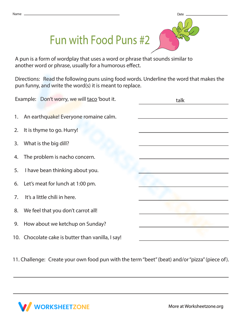 Fun with Food Puns: Language Play - Page 1
