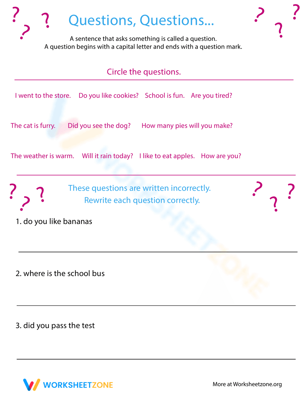 Practice Forming Questions with this Worksheet - Page 1