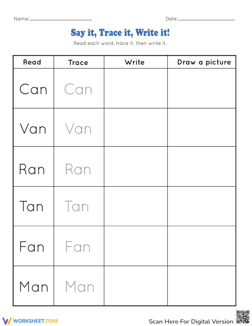 Say It, Trace It, Write It: Practice - Page 1
