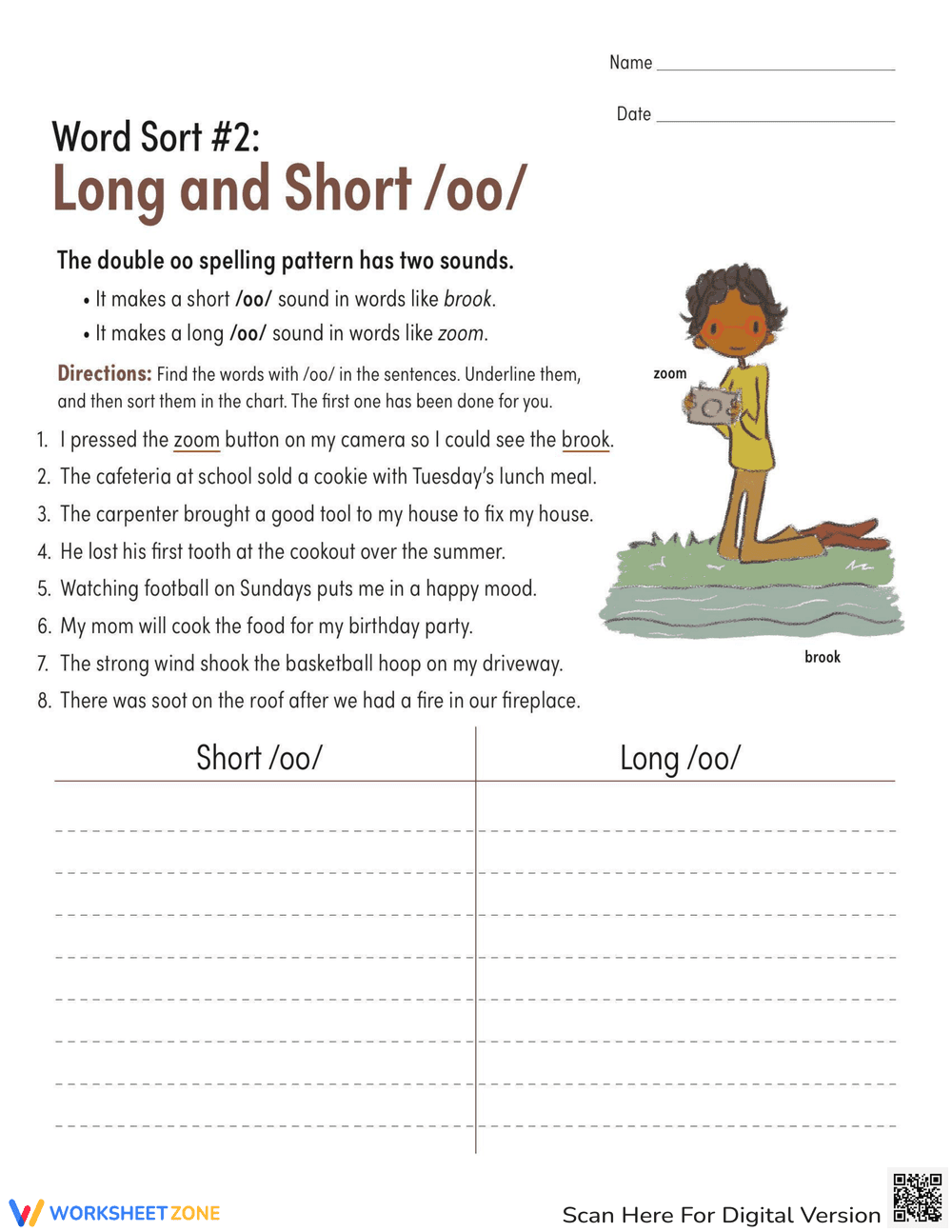Circle and Sort Long and Short OO Sounds - Page 1