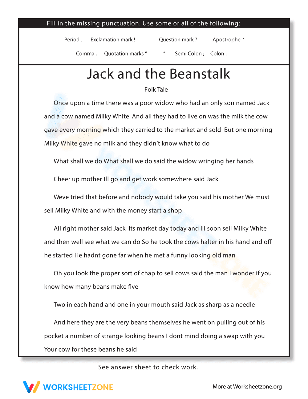 Practice Punctuation Skills Worksheet - Page 1