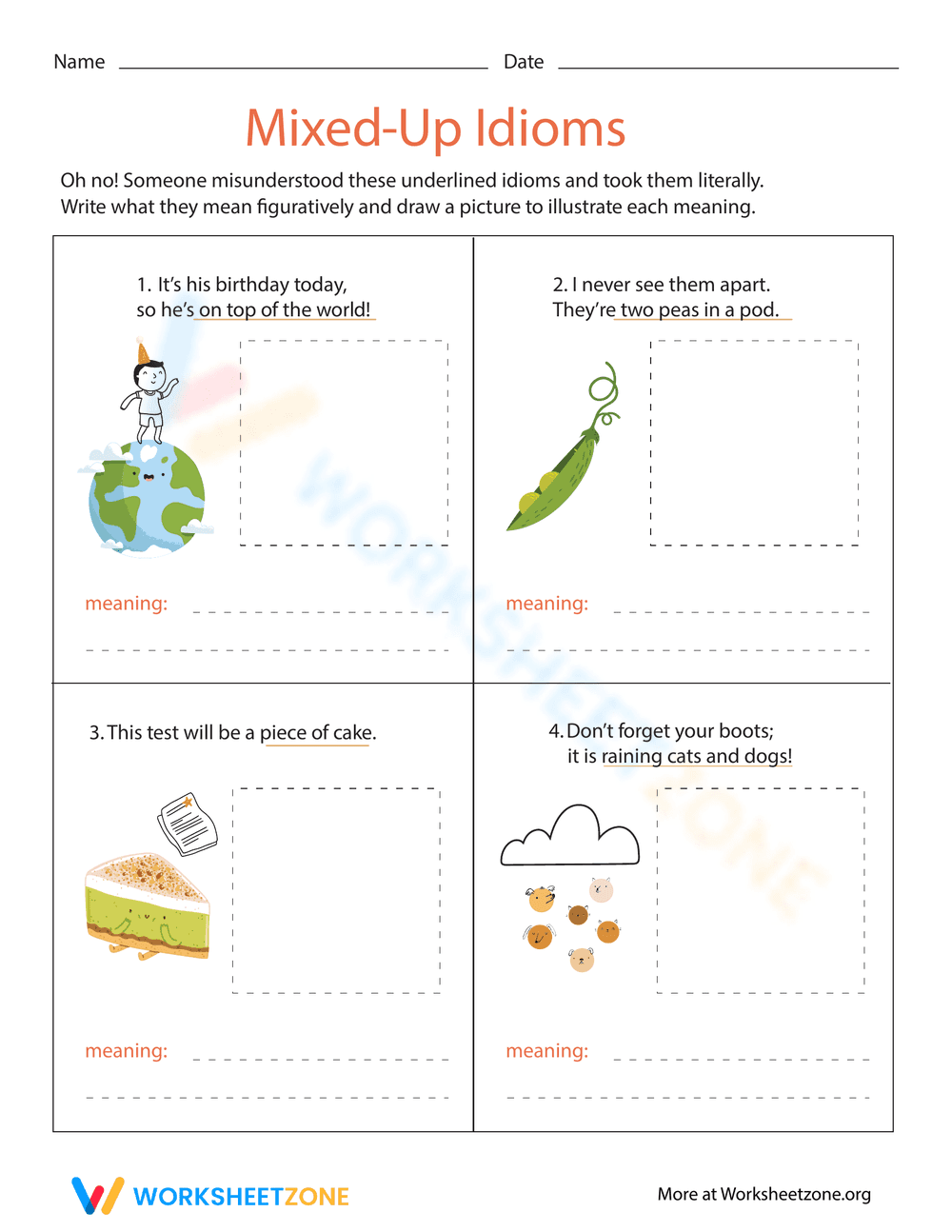 Mixed Up Idioms Worksheet - Page 1
