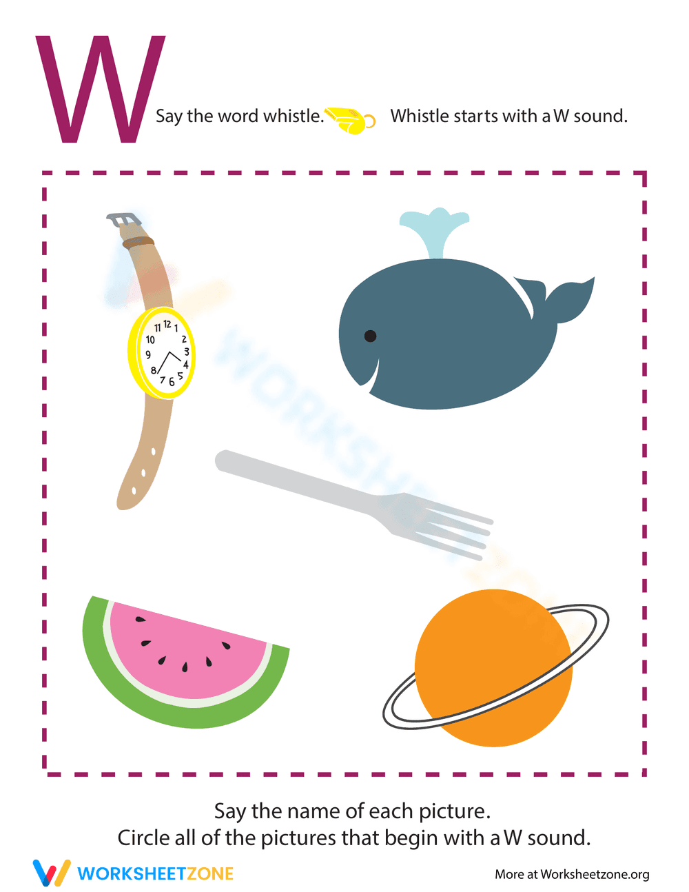 Letter Sounds: W - Page 1