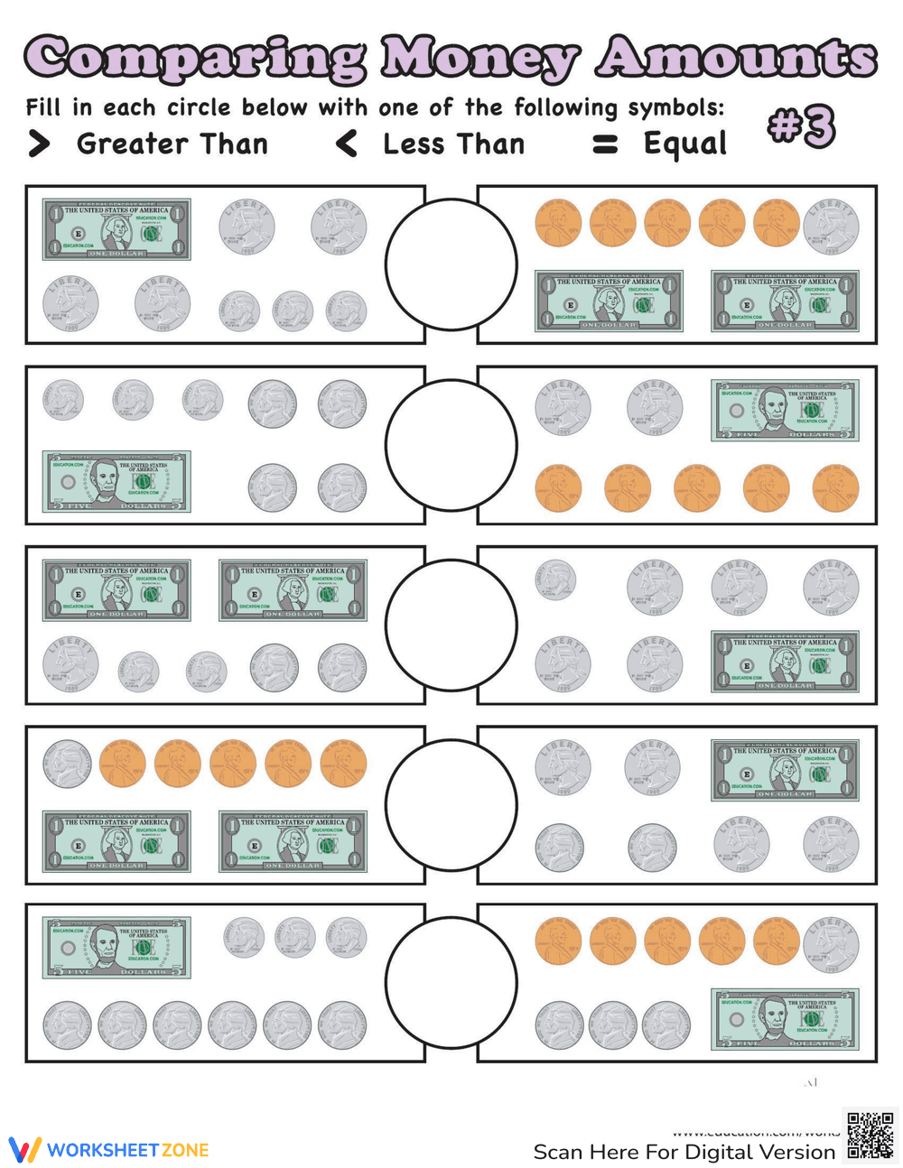 Comparing Money Amounts - Page 1