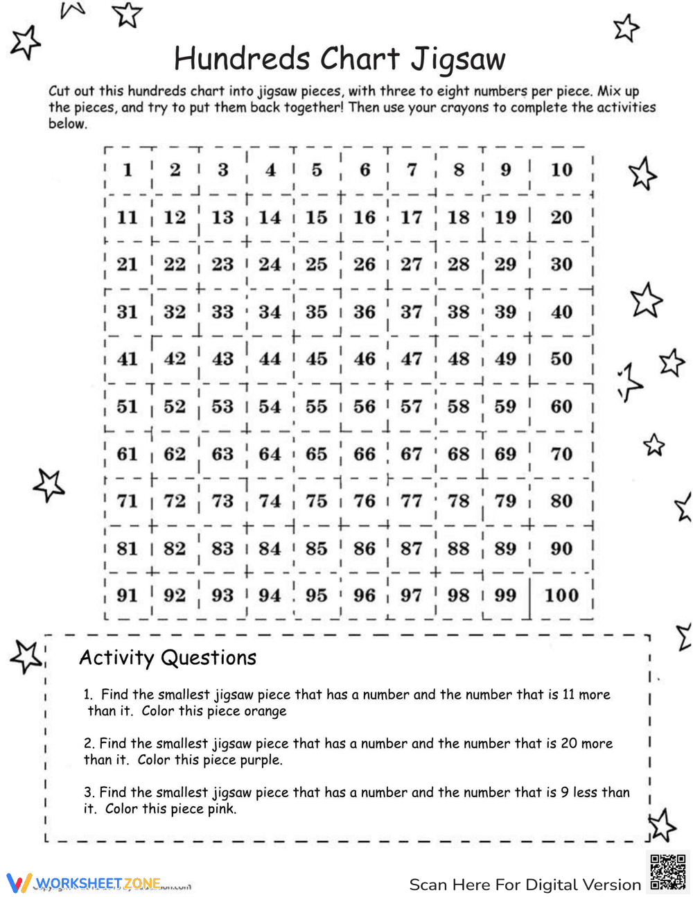 Hundreds Chart Practice Worksheet - Page 1