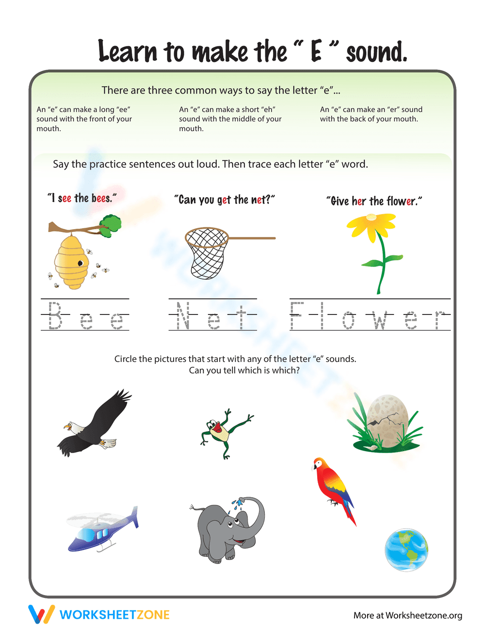 Explore Letter Sounds E - Page 1