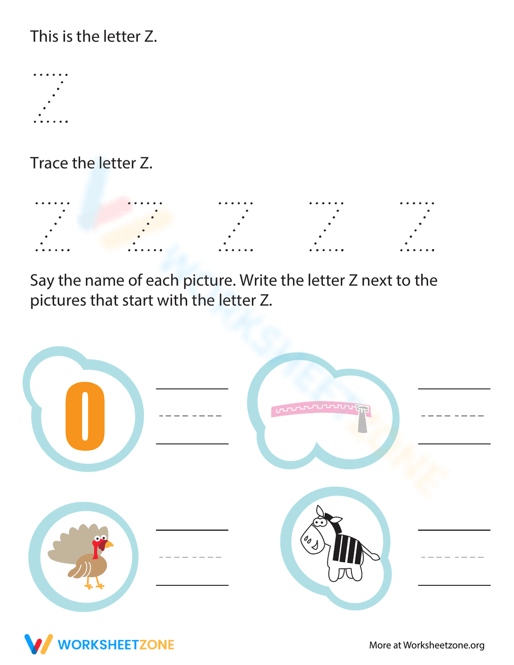 Trace and Write Letter Z - Page 1