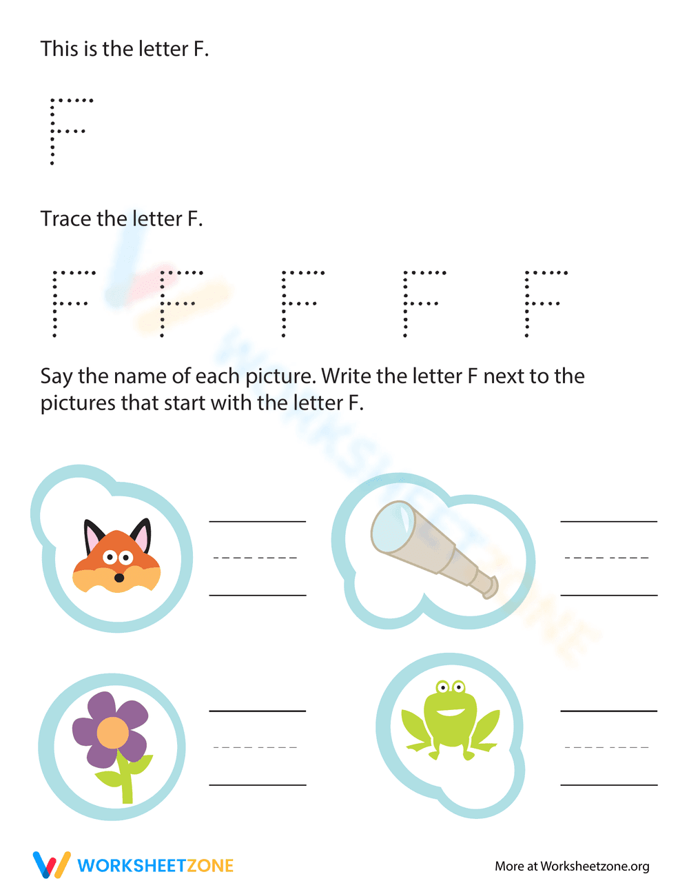 Trace and Write Letter F - Page 1