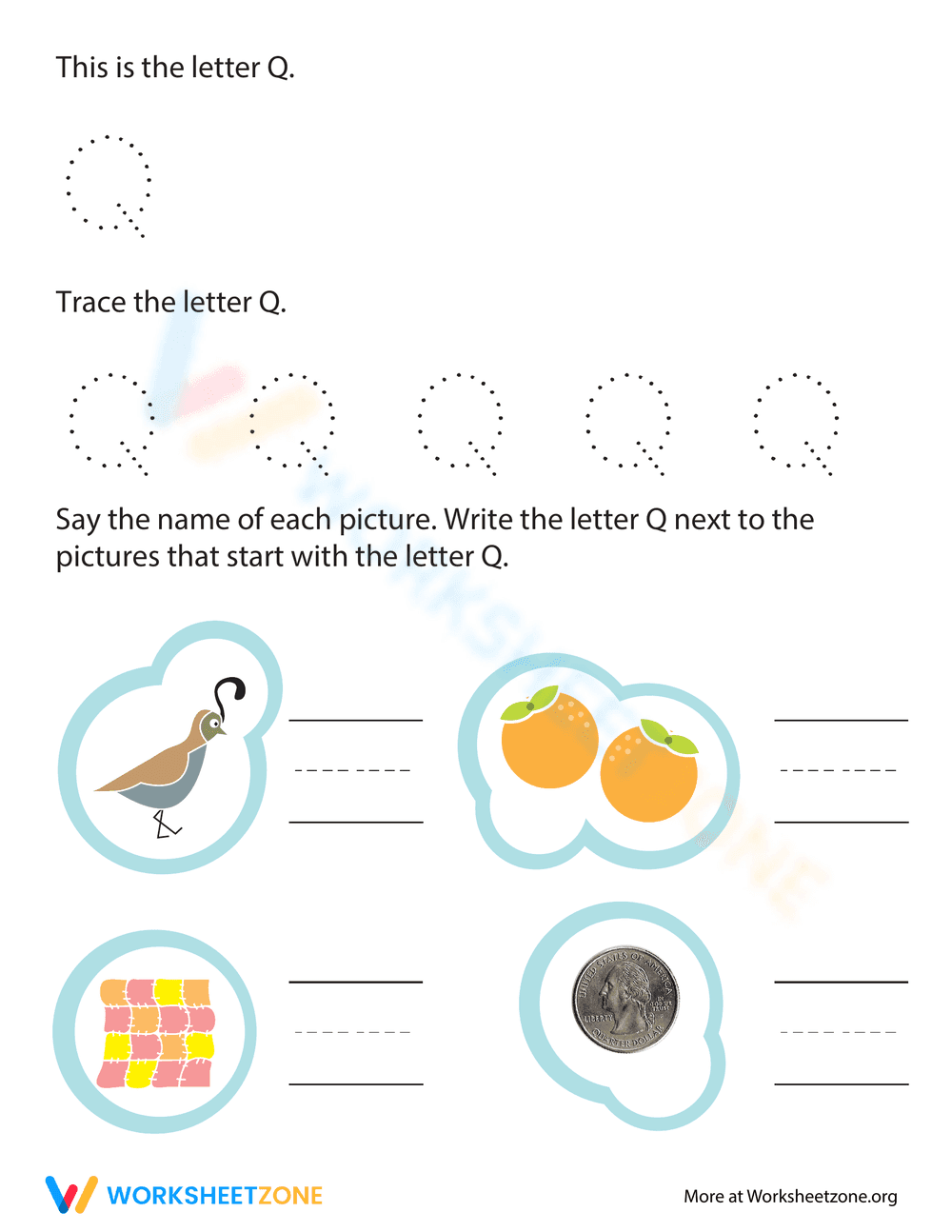 Trace and Write Letter Q - Page 1