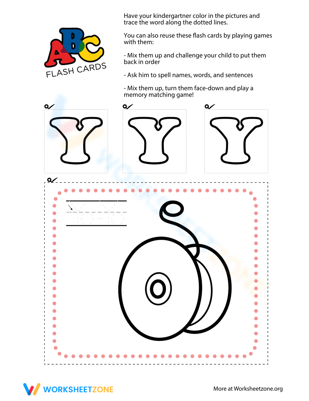 Alphabet Flashcards Y Worksheet - Page 1