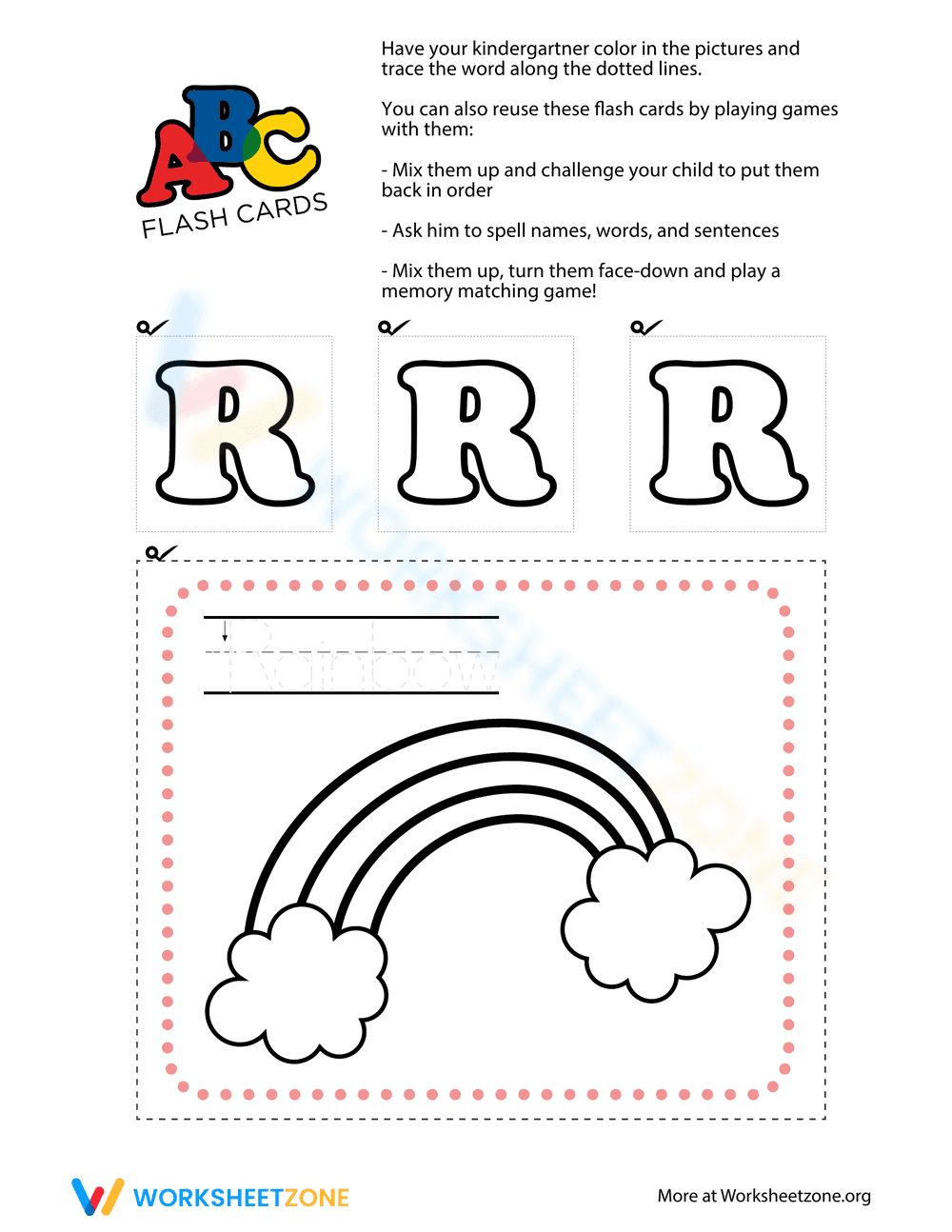 Alphabet Flashcards R Worksheet - Page 1