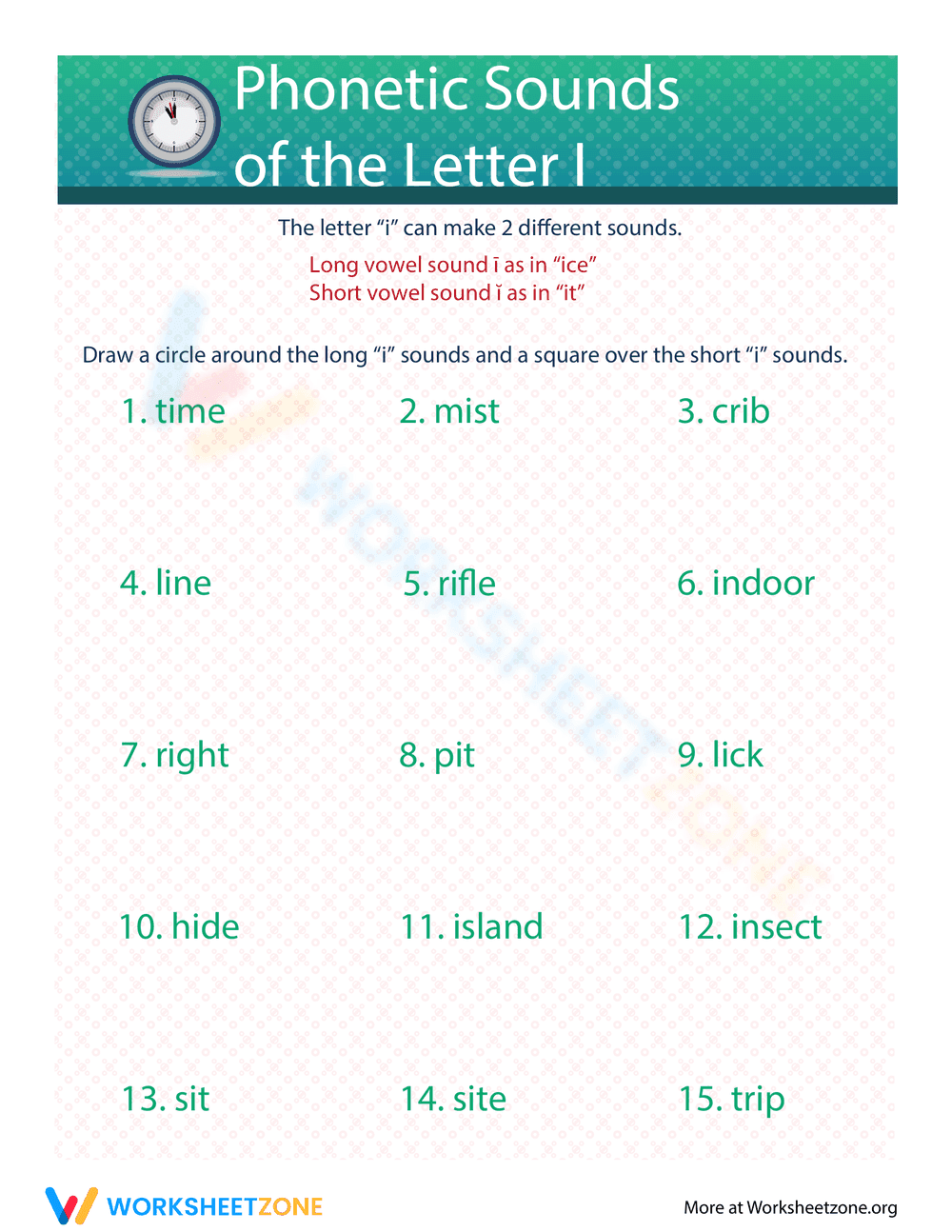 Phonetic Sounds of the Letter I - Page 1