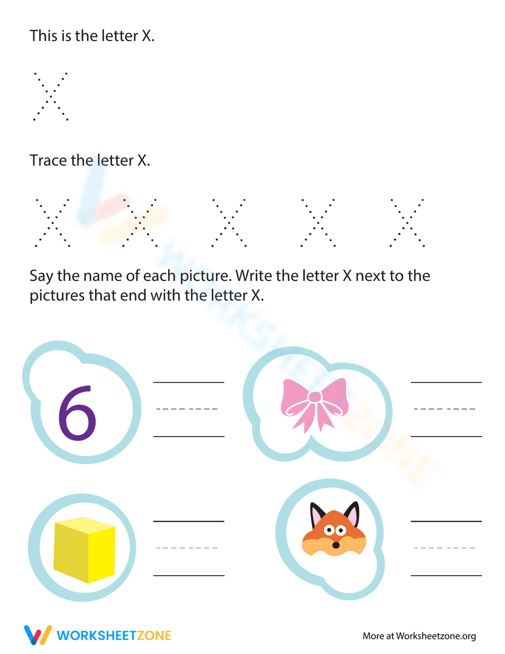 Trace and Write the Letter X - Page 1