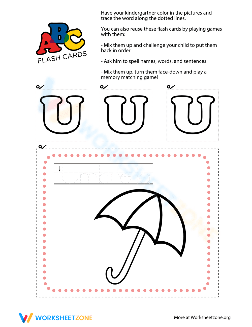 Alphabet Flashcards Printable - Letter U - Page 1