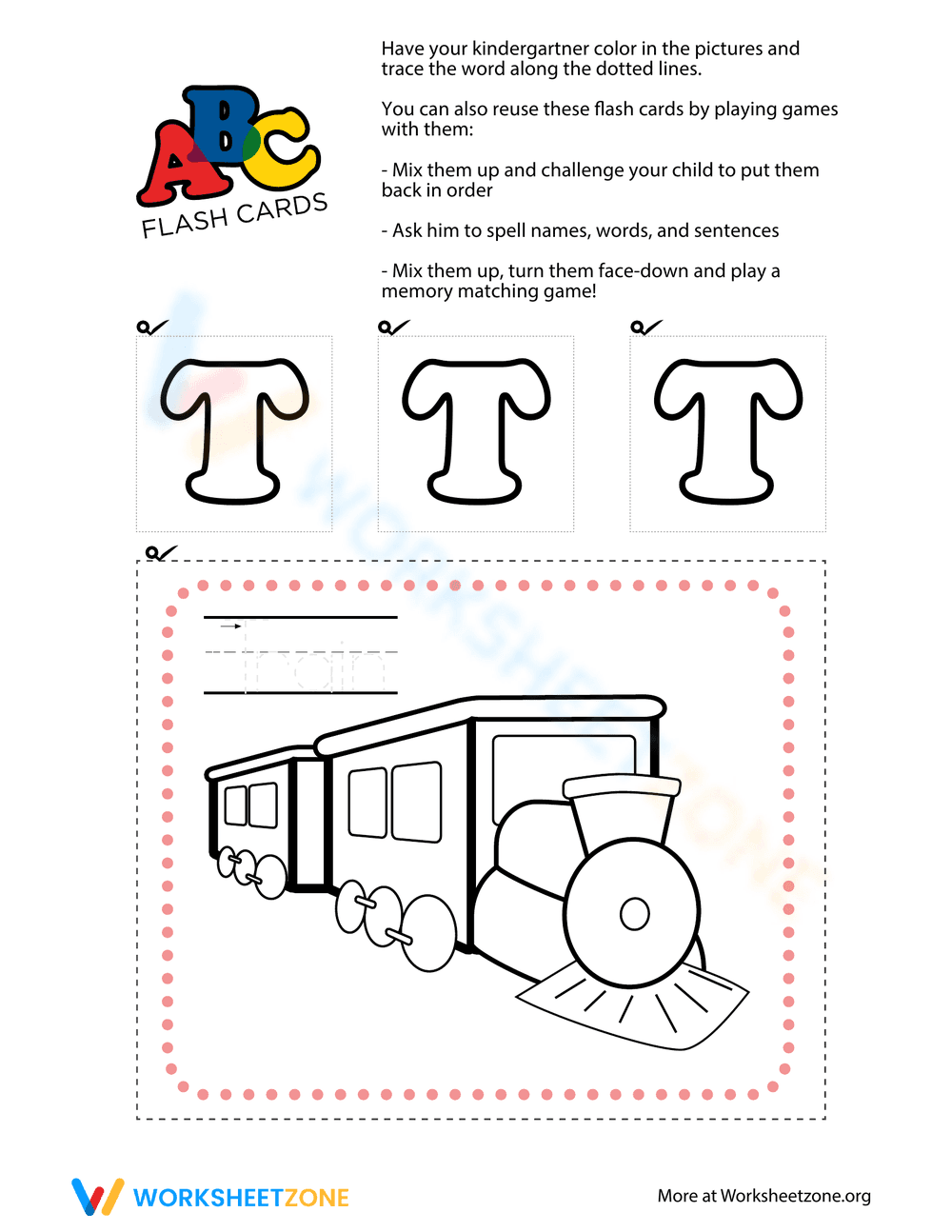 Alphabet Flashcards: Letter T - Page 1