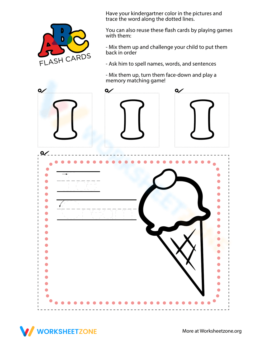 Letter I Flashcards for Kindergarten - Page 1