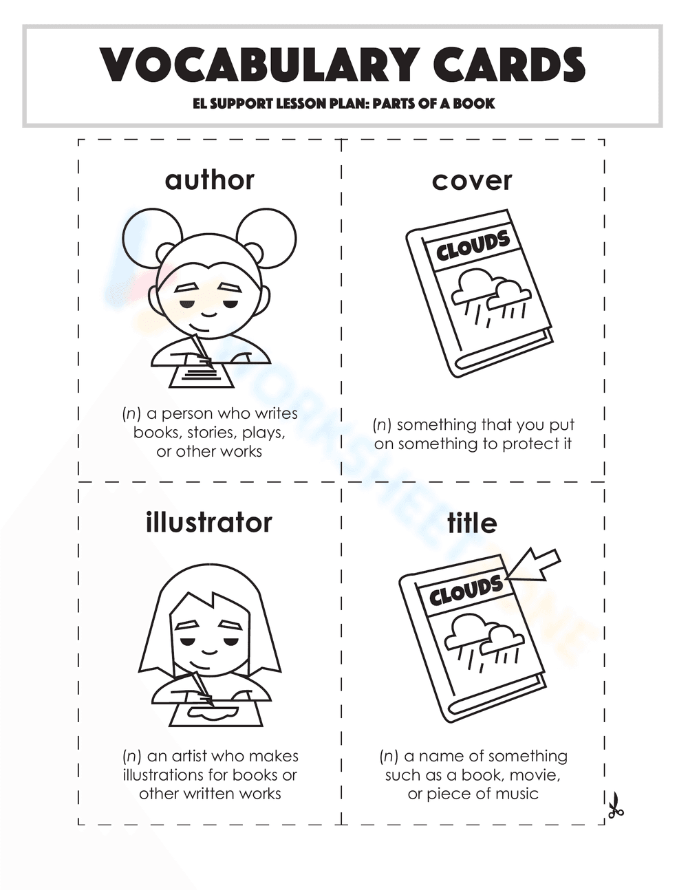 Vocabulary Cards: Parts of a Book - Page 1