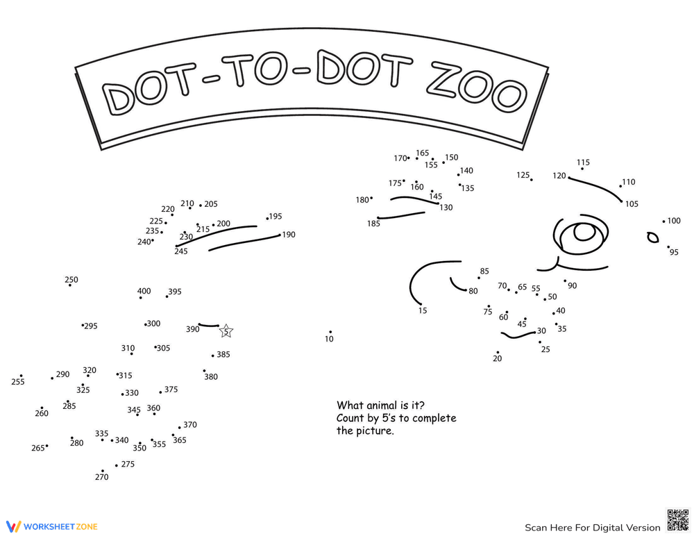 Zoo Dot-to-Dot Worksheet - Page 1