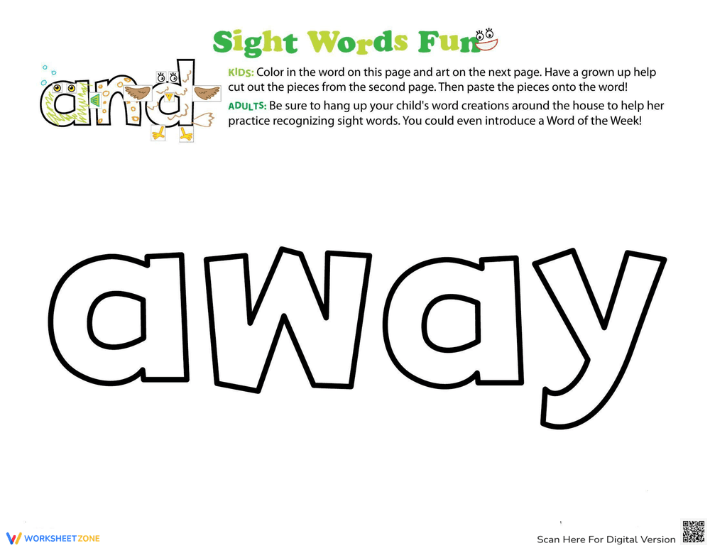 Decorate the Sight Word: Away - Page 1
