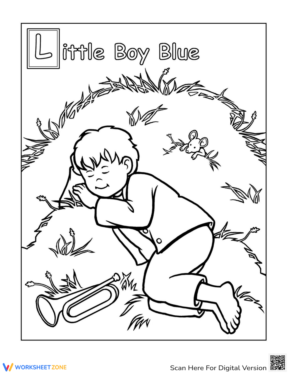 Color Little Boy Blue Nursery Rhyme - Page 1