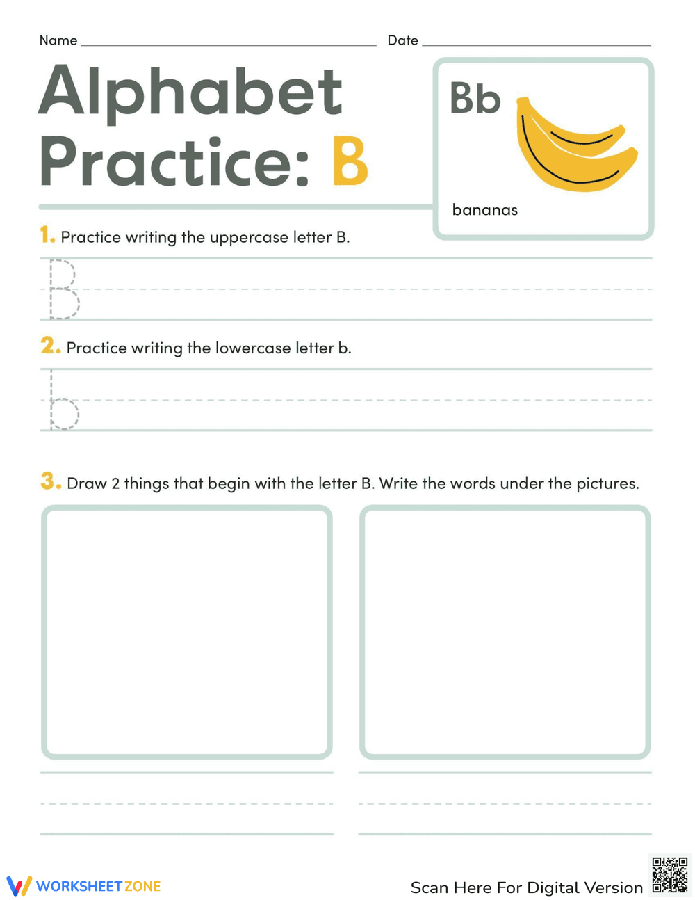 Alphabet Practice: Learning Letter B - Page 1