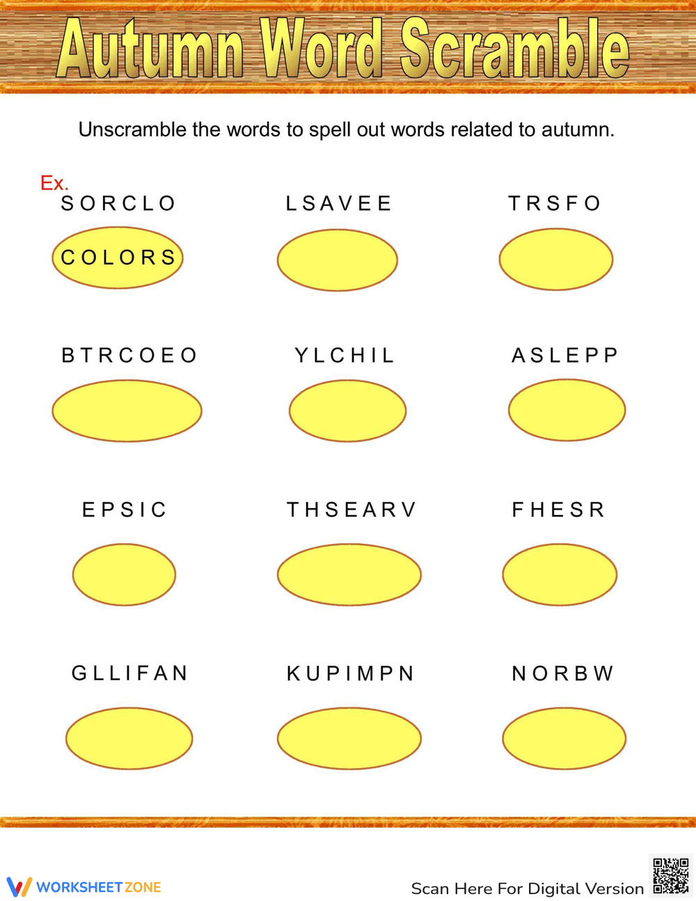 Solve the Fall Word Scramble - Page 1