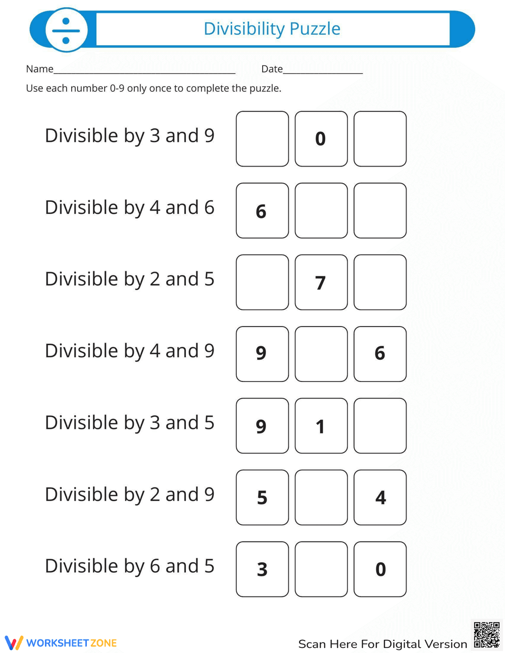 Solve the Divisibility Puzzle - Page 1