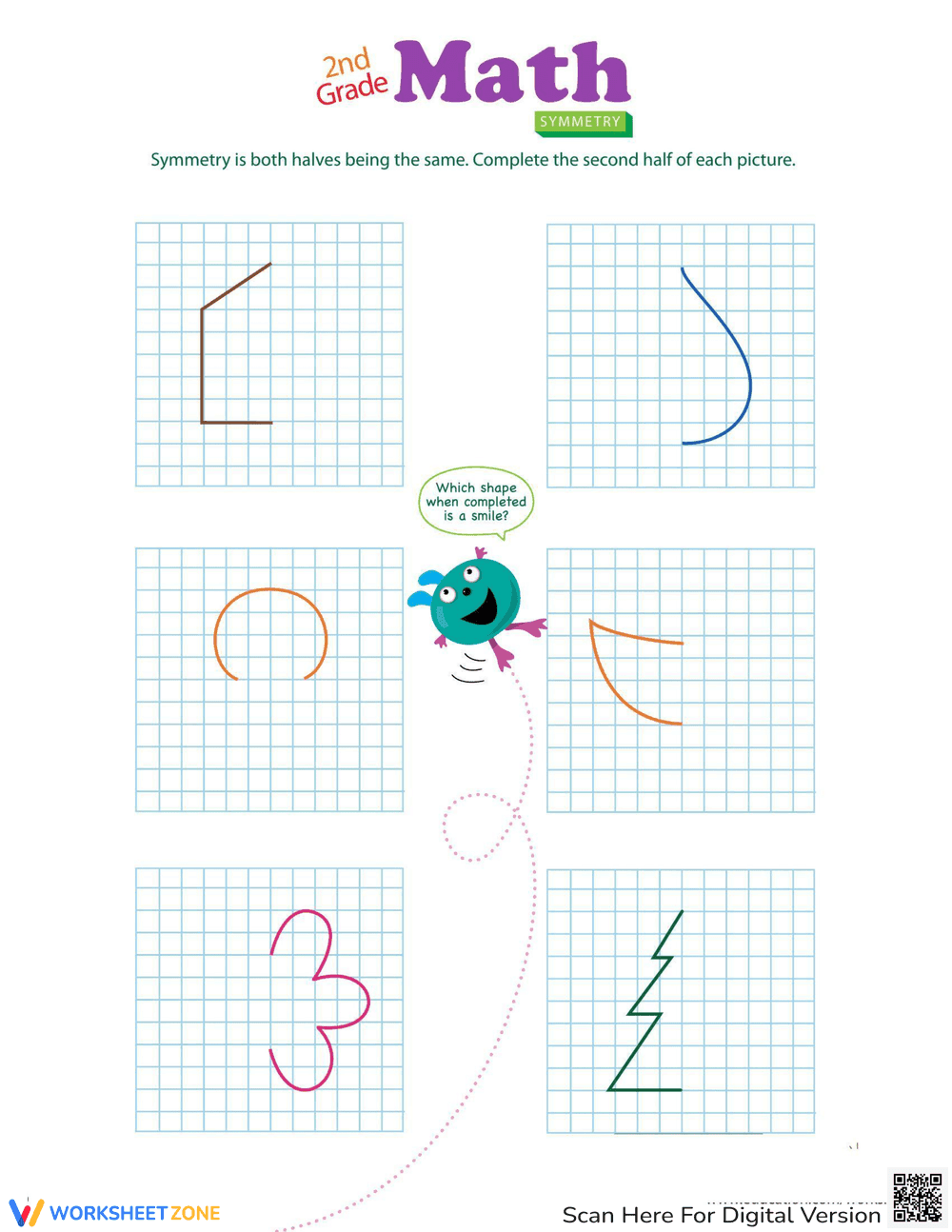 Complete the Shape Symmetrically - Page 1