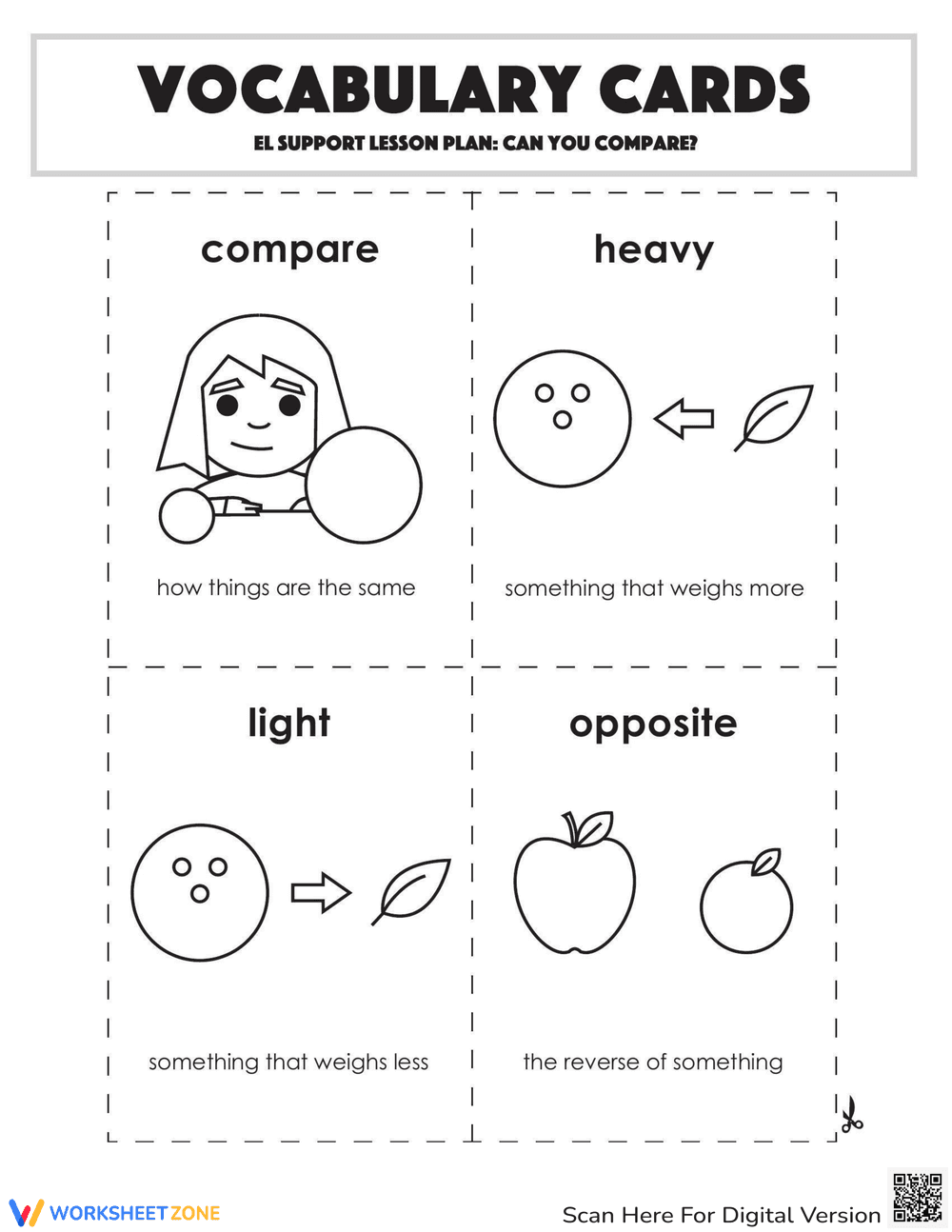 Vocabulary Cards: Can You Compare? - Page 1
