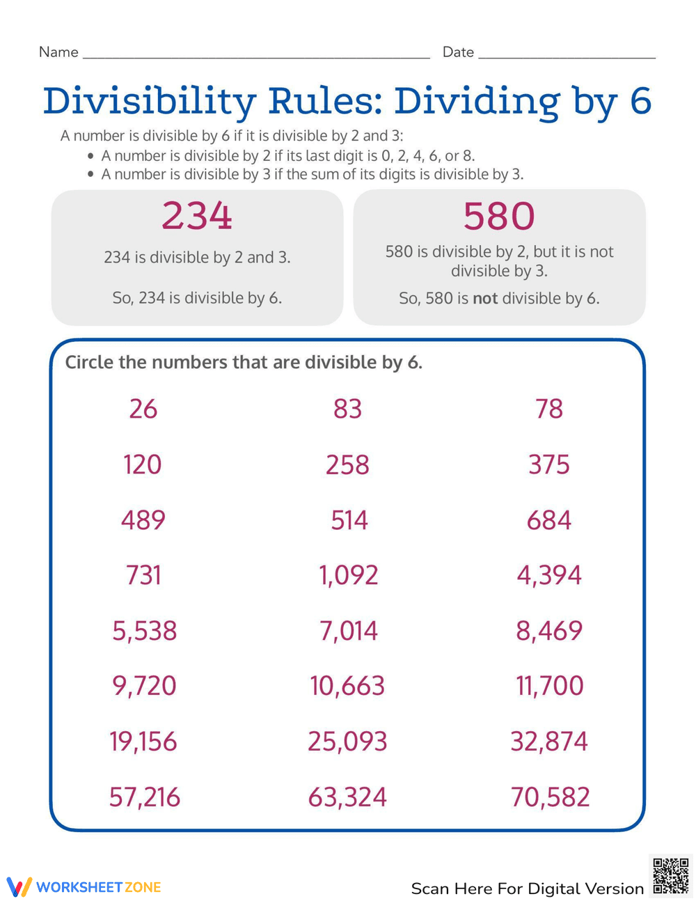 Divisibility Rules: Dividing by 6 - Page 1
