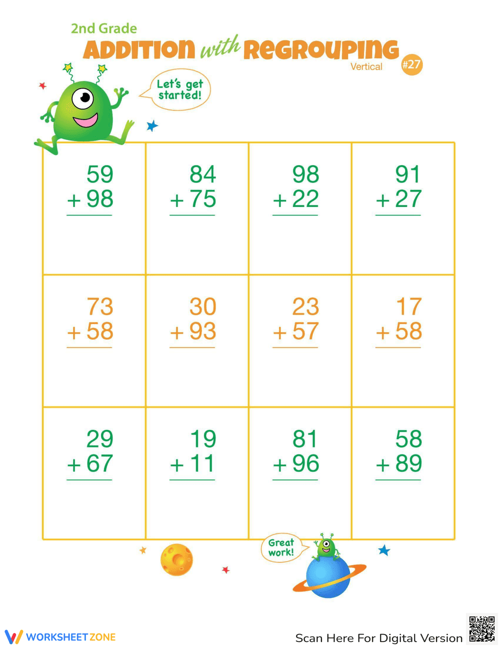 Double-Digit Addition Practice Worksheet - Page 1