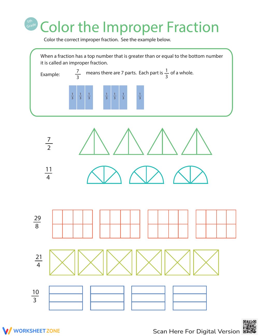 Introduction to Improper Fractions: Part 2 - Page 1