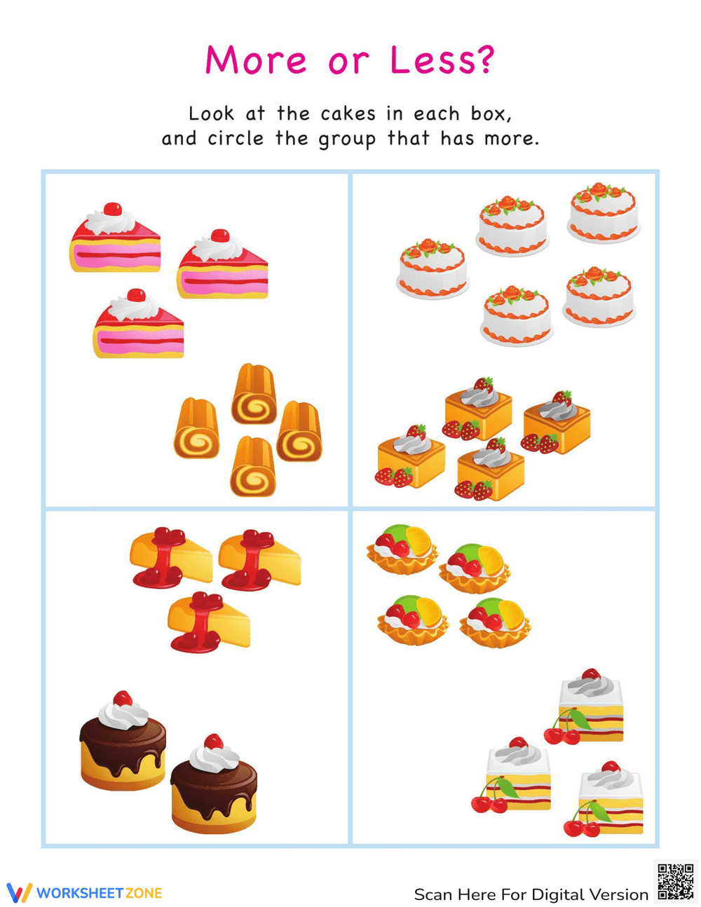 Cake-Themed Math Problems Worksheet - Page 1