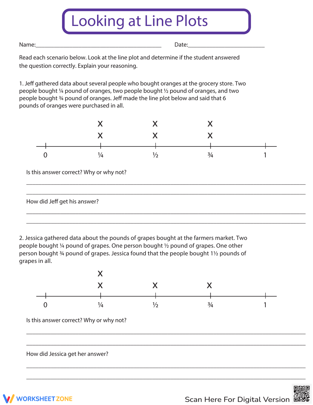 Analyzing Data with Line Plots Worksheet - Page 1