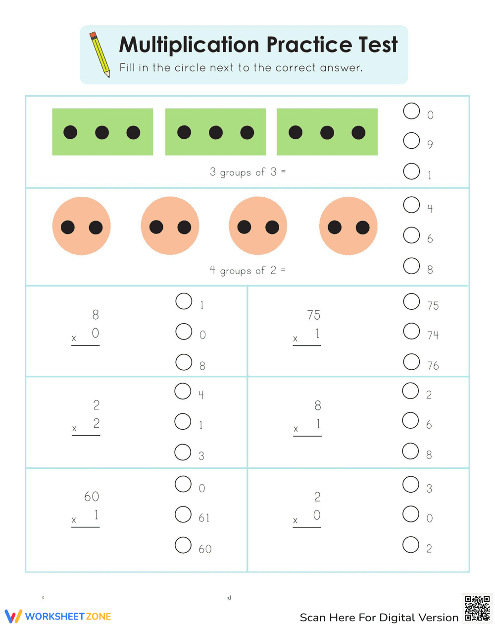 Multiplication Practice Test - Page 1