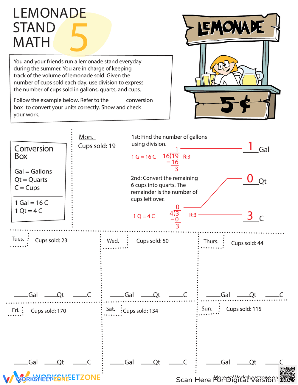 Lemonade Stand Math Fun - Page 1