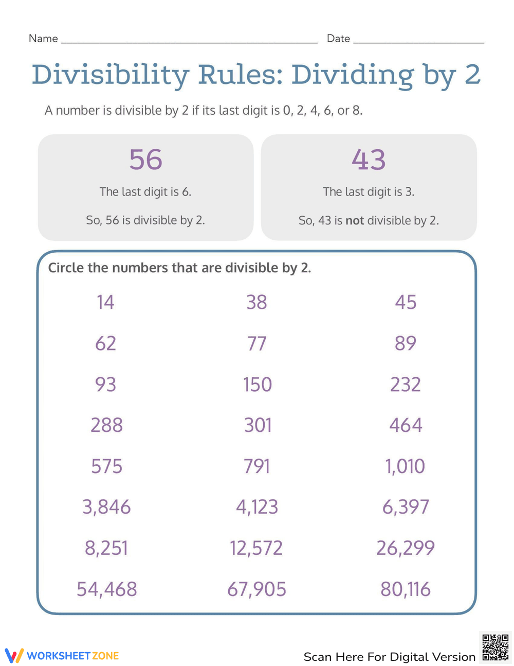 Divisibility Rules for 2 - Page 1