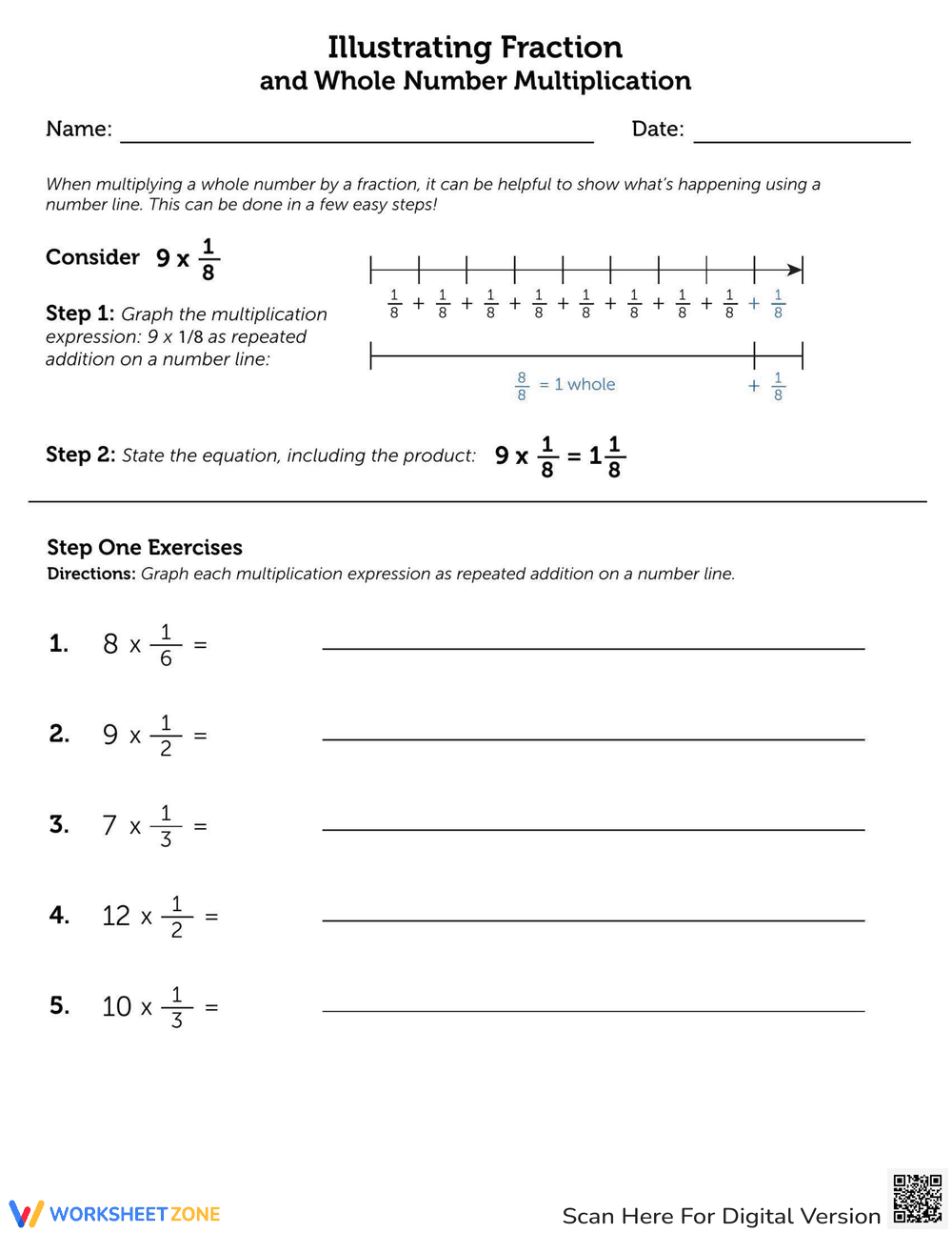Illustrating Fraction Multiplication - Page 1