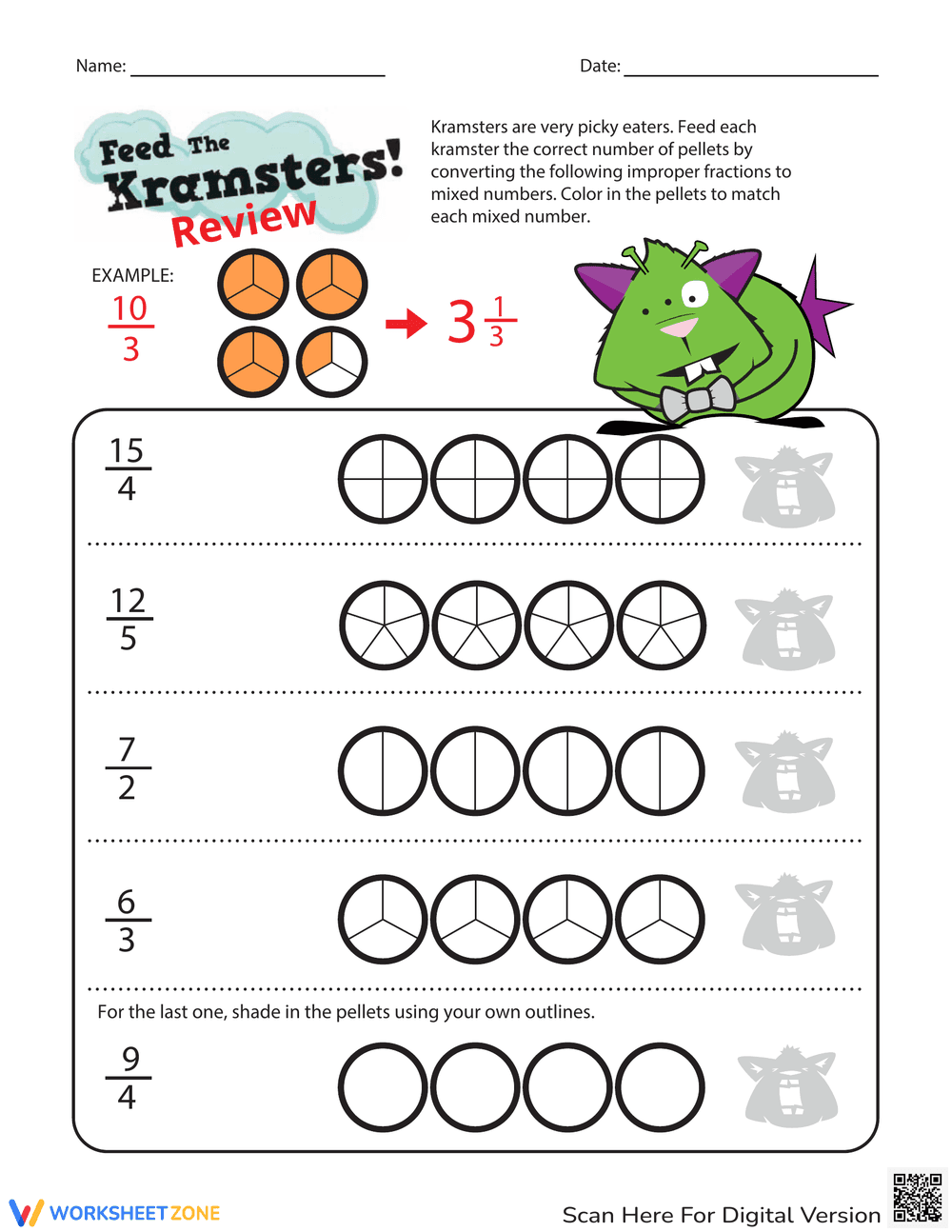 Mixed Number Review - Page 1