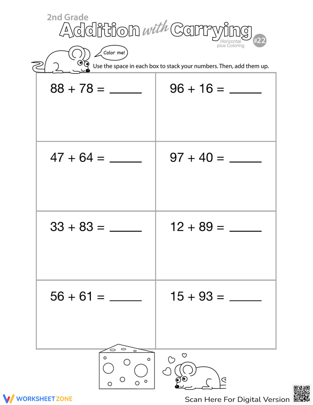 Addition Carrying Coloring - Page 1