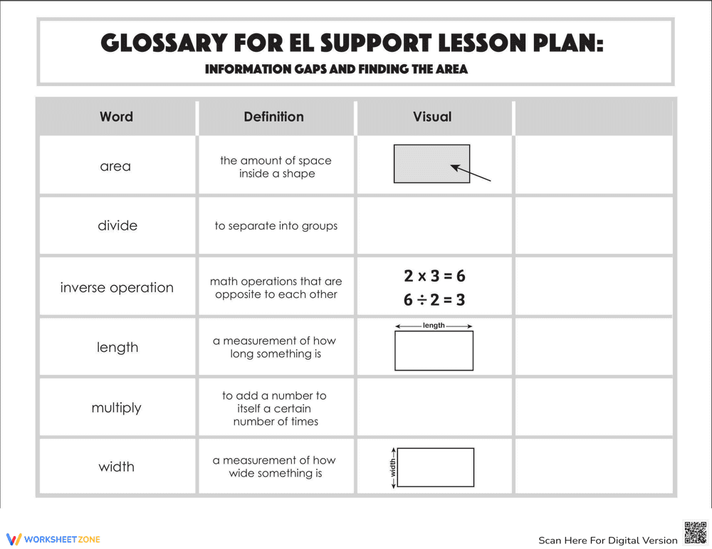 Glossary: Information Gaps and Finding the Area - Page 1