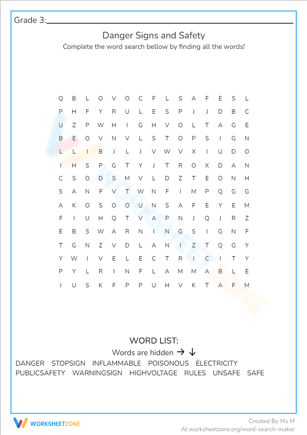 Danger Signs and Safety - Page 1