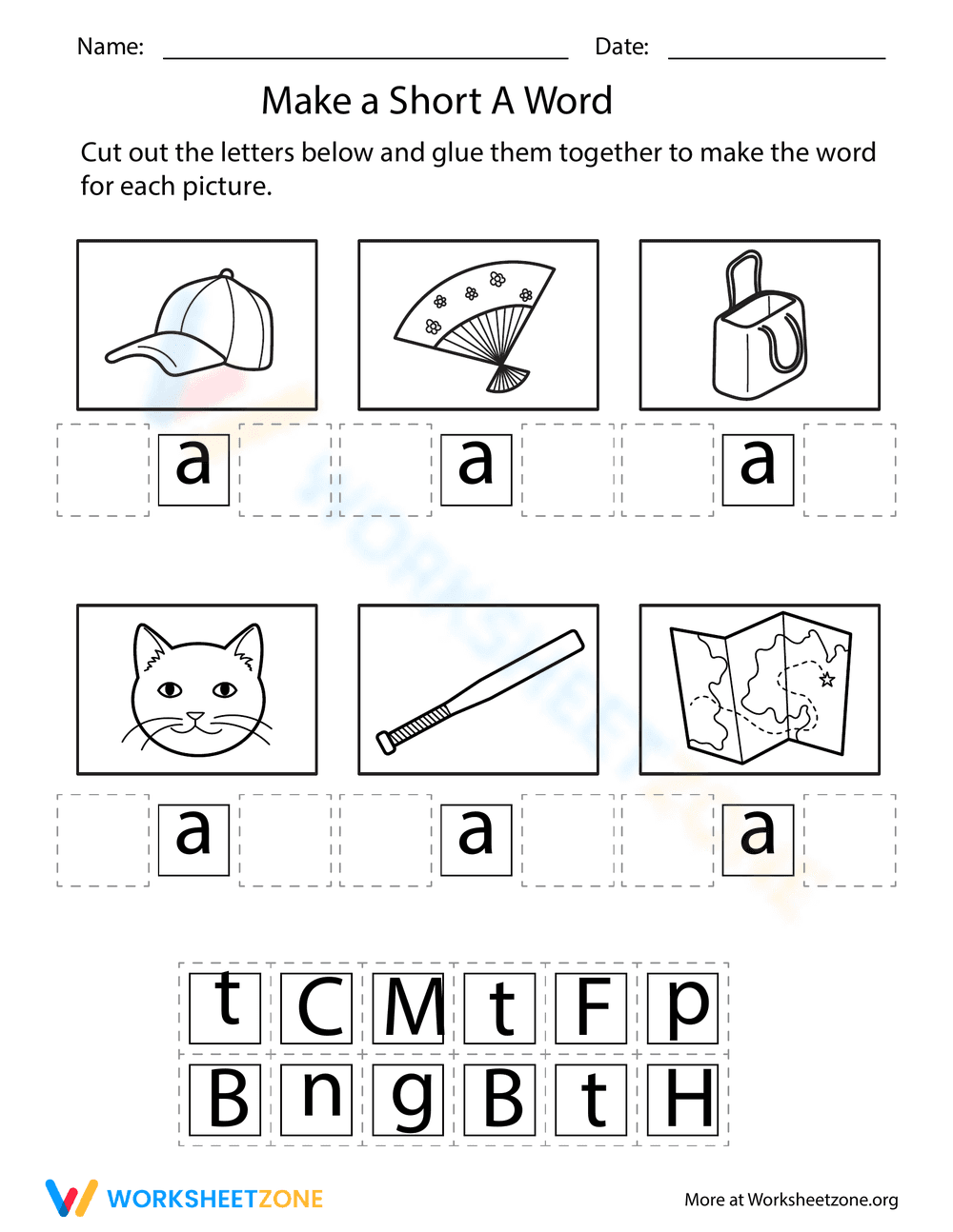Make a Short A Word Worksheet - Page 1