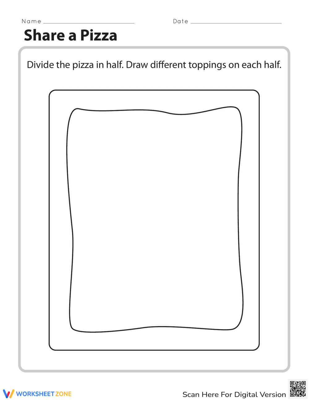 Share a Pizza: Fraction Division Worksheet - Page 2
