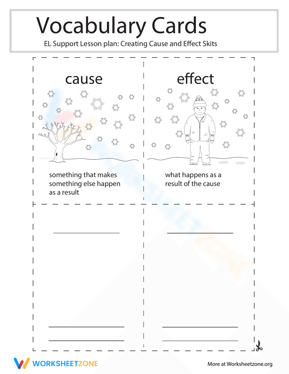 Vocabulary Cards: Creating Cause and Effect Skits - Page 1