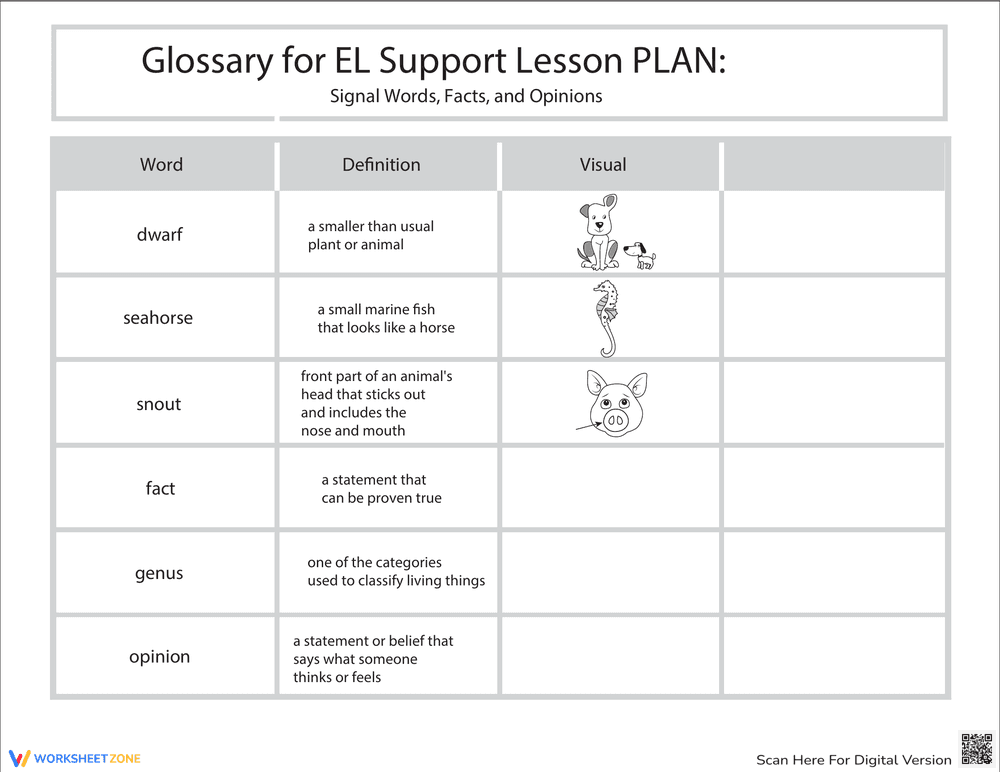 Glossary: Signal Words, Facts, and Opinions - Page 1