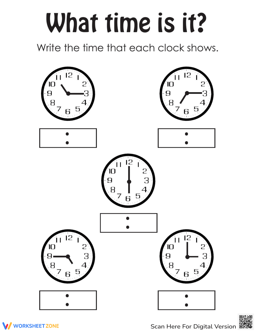 Time Matching Worksheet - Page 1