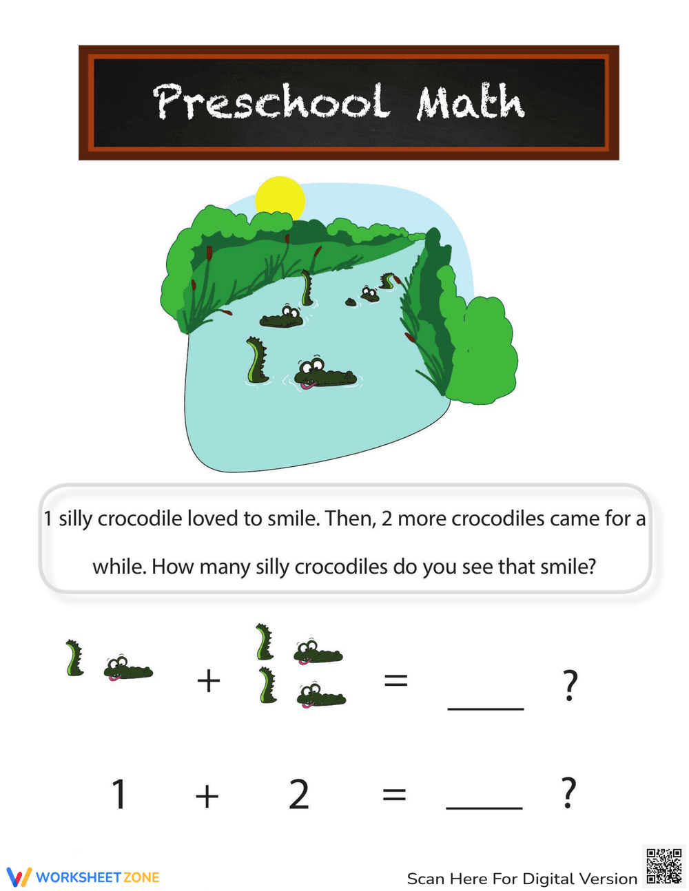 Crocodile Addition Worksheet - Page 1