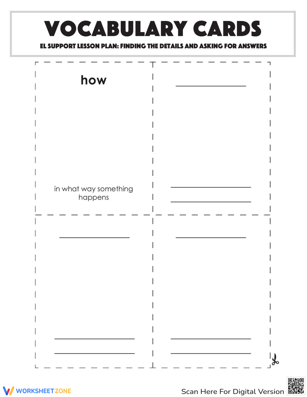 Vocabulary Cards: Finding Details and Asking for Answers - Page 3